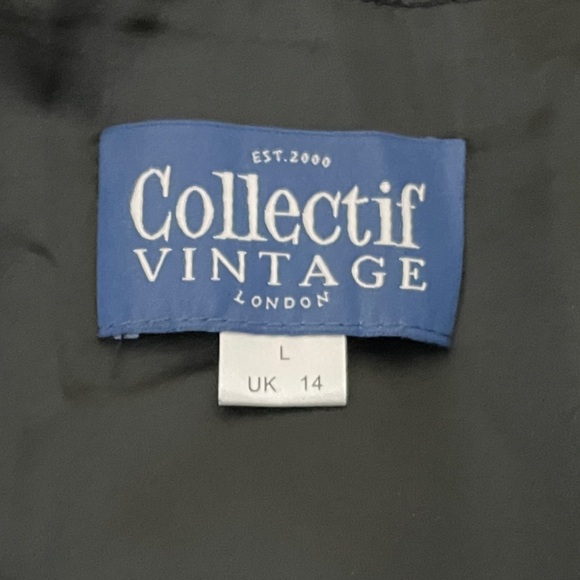 Collectif Vintage Black Courtney Swiss Dot Tiered Lace Swing Dress US 10 Retro - Picture 10 of 13